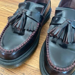 ADRIAN ARCADIA LEATHER TASSEL LOAFERS - cherry / oxblood color
